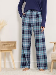 Long Tall Sally Blue Check Pyjamas Joggers - Image 3 of 5