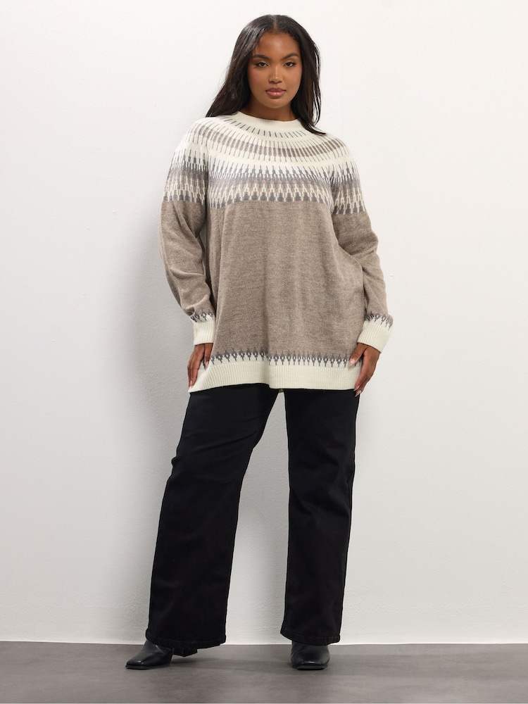 Yours Curve Natural Fairisle Jumper - Image 2 of 5