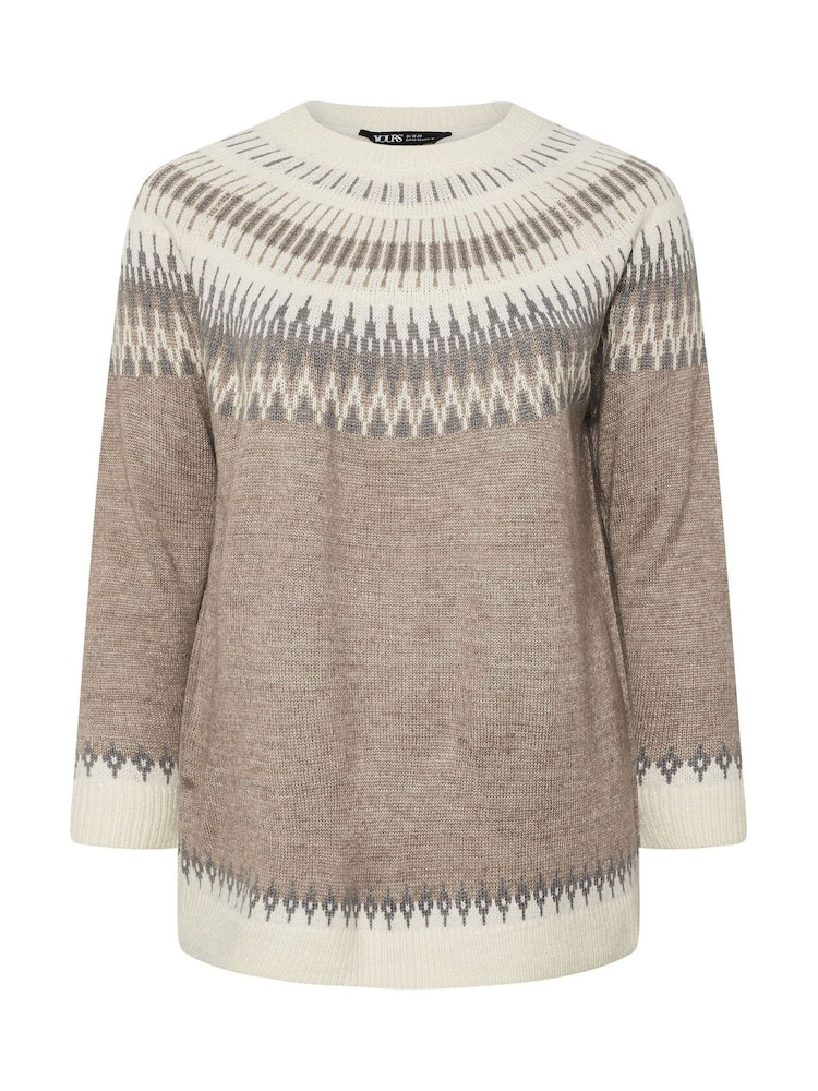 Yours Curve Natural Fairisle Jumper - Image 5 of 5