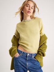 River Island Green Crew Neck Embellished Trim Jumper - Image 1 of 4