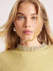 River Island Green Crew Neck Embellished Trim Jumper - Image 4 of 4