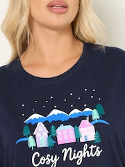 Yours Curve Cosy Nights Short Sleeve Cuffed Pyjamas Set - Imagen 4 de 6