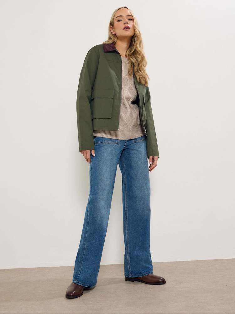 Long Tall Sally Green Cord Collar Barn Jacket - Image 2 of 5