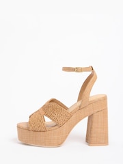 Lipsy Natural Raffia Two Part High Platform Summer Sandals - Image 5 of 5