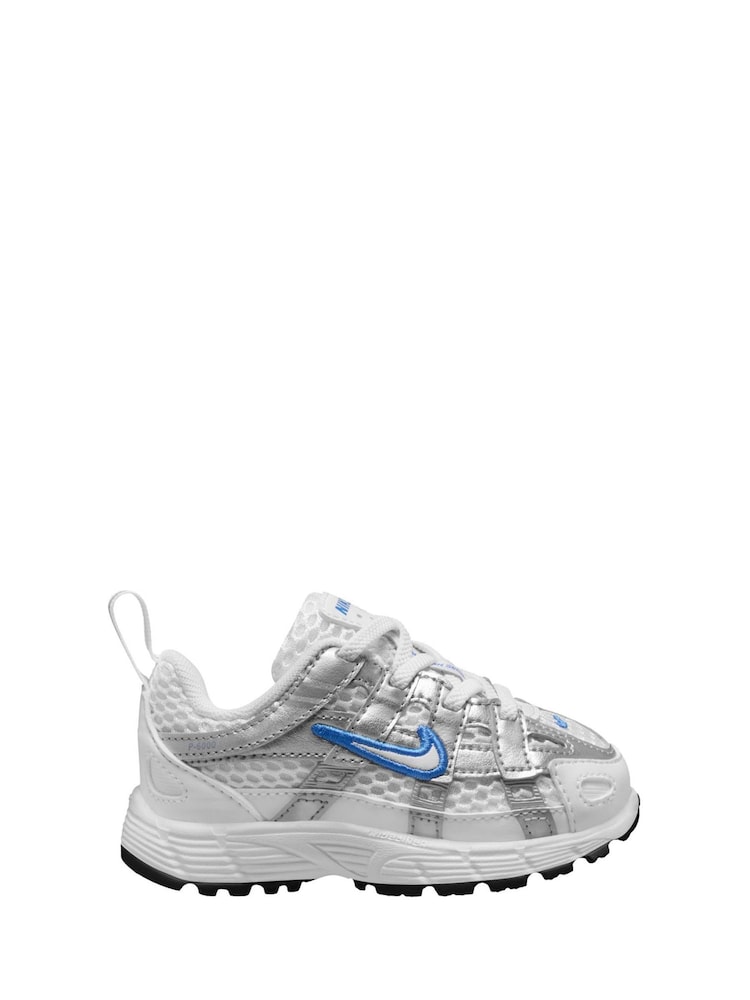 Nike White/Silver Blue Infant P-6000 Trainers - Image 1 of 4 Nike White/Silver Blue Infant P-6000 Trainers - Image 1 of 4