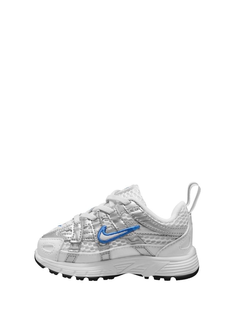 Nike White/Silver Blue Infant P-6000 Trainers - Image 2 of 4 Nike White/Silver Blue Infant P-6000 Trainers - Image 2 of 4