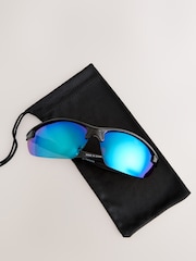 Black/Purple Mirror Lens Sport Wrap Polarised Sunglasses - Image 5 of 5