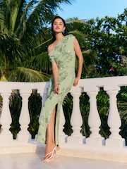 Salbeigrün - Friends Like These Textured Draped One Shoulder Midi Dress - Bild 2 von 5