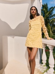 Friends Like These Yellow Lace Long sleeve Mini Dress - Image 2 of 5