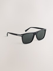 Black Preppy Chunky Polarised Sunglasses - Image 1 of 5
