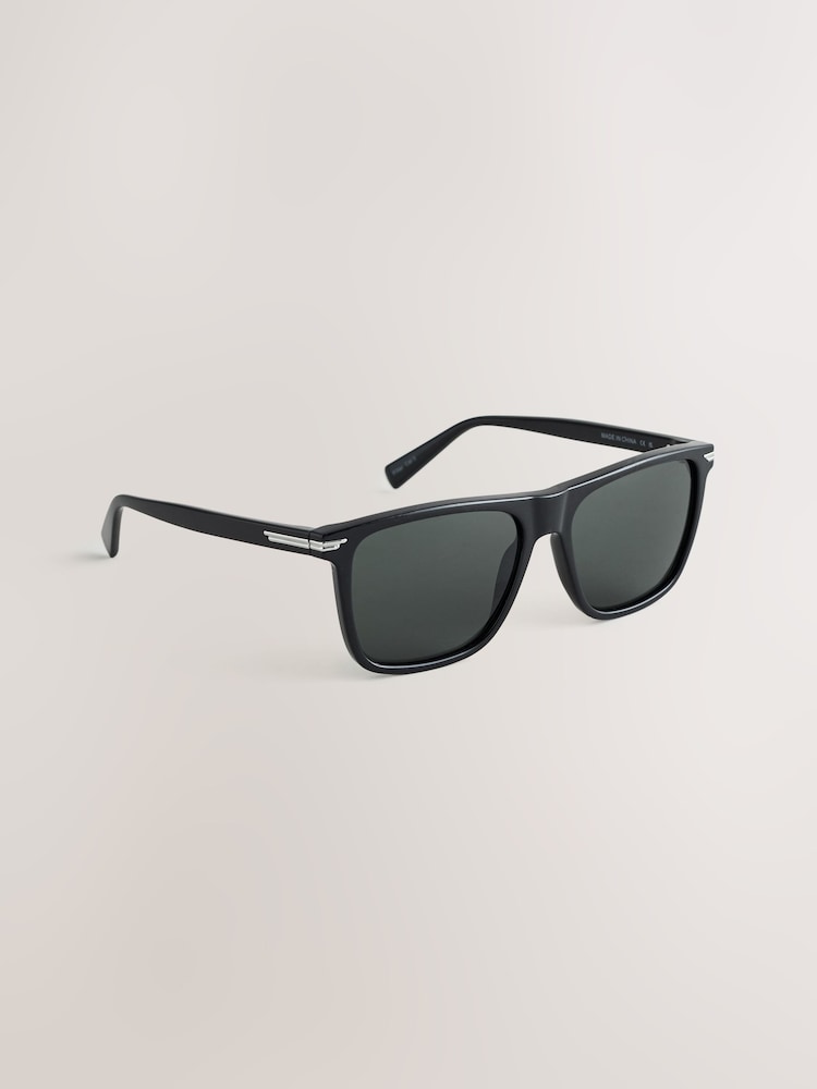 Black Preppy Chunky Polarised Sunglasses - Image 1 of 5