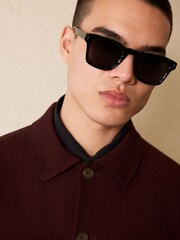Black Preppy Chunky Polarised Sunglasses - Image 2 of 5