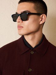 Black Preppy Chunky Polarised Sunglasses - Image 3 of 5