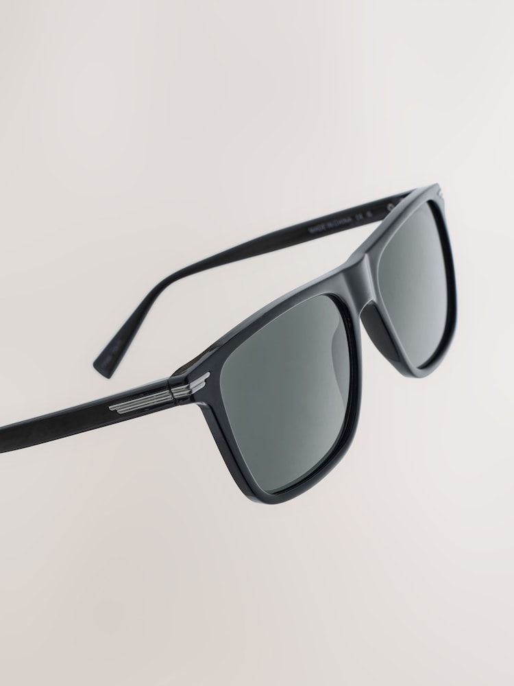 Black Preppy Chunky Polarised Sunglasses - Image 5 of 5