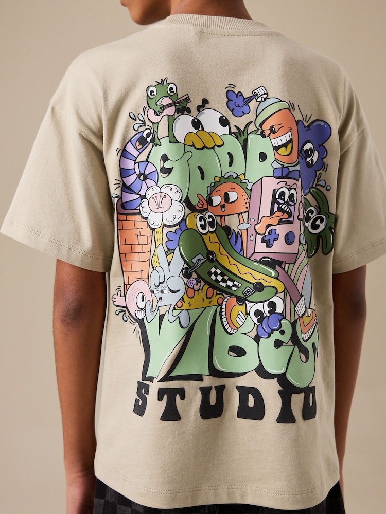 Stone Back Print Short Sleeve Graphic T-Shirt (3-16yrs) - Image 1 of 8 Stone Back Print Short Sleeve Graphic T-Shirt (3-16yrs) - Image 1 of 8