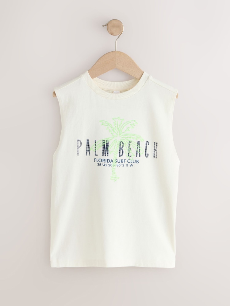 Ecru Palm Embroidery Tank Vest (3-16yrs) - Image 1 of 4