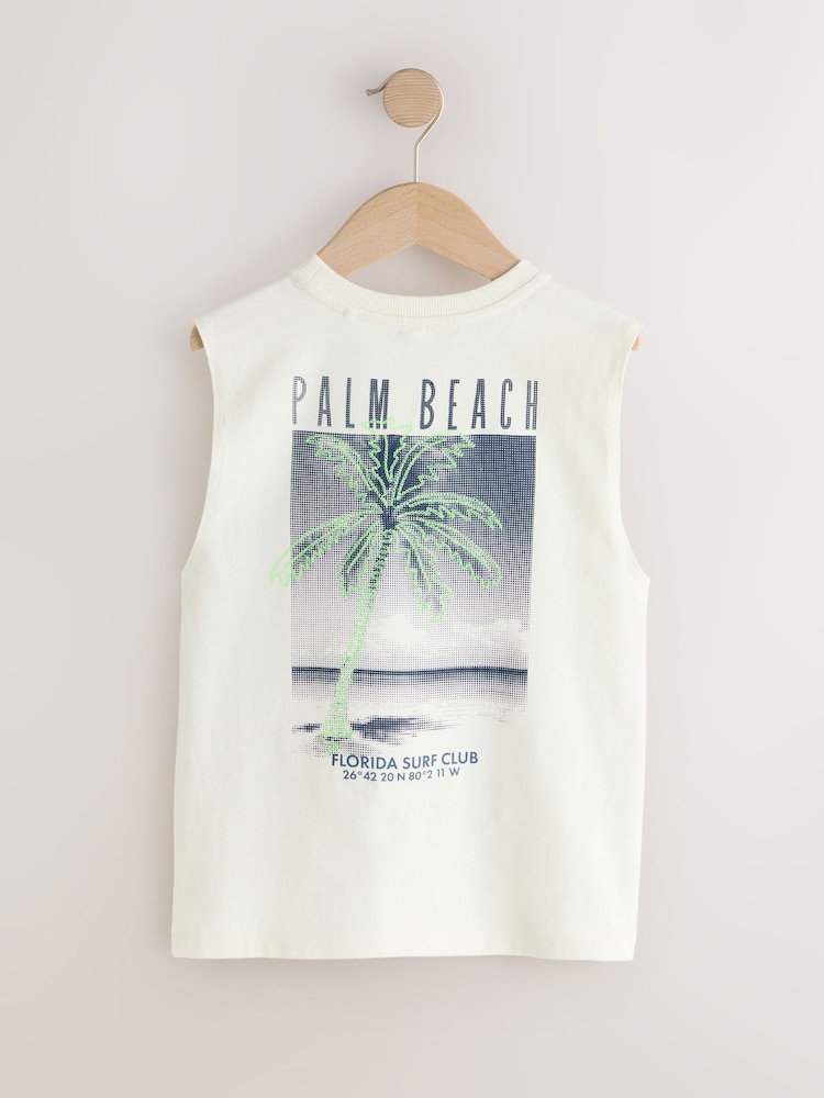 Ecru Palm Embroidery Tank Vest (3-16yrs) - Image 2 of 4