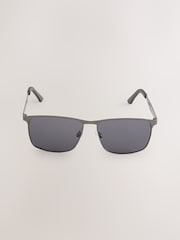 Gunmetal Grey Rectangular Sunglasses - Image 4 of 5