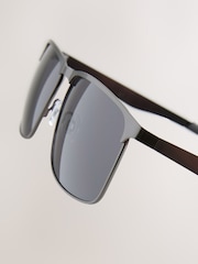 Gunmetal Grey Rectangular Sunglasses - Image 5 of 5