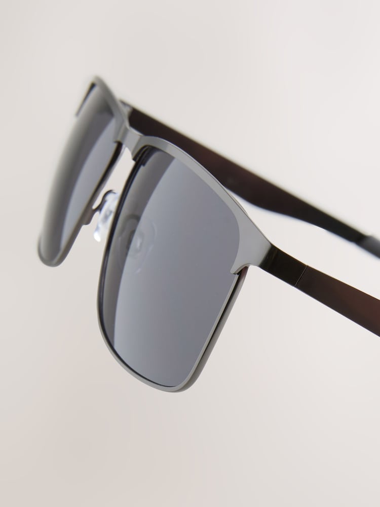 Gunmetal Grey Rectangular Sunglasses - Image 5 of 5