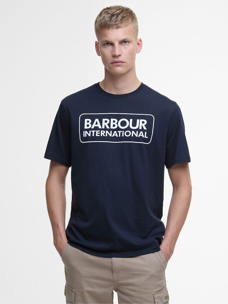 Barbour® International Blue Large Logo Intern T-Shirt - Image 1 of 8 Barbour® International Blue Large Logo Intern T-Shirt - Image 1 of 8