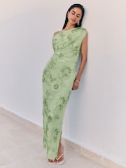 Hellgrün - Friends Like These Textured Draped One Shoulder Midi Dress - Bild 5 von 5