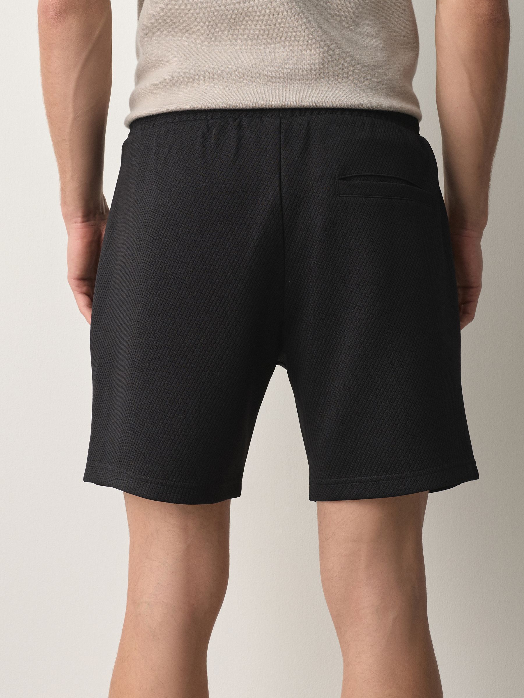 Buy Black Textured Jersey Zip Pocket Shorts from the Next UK
