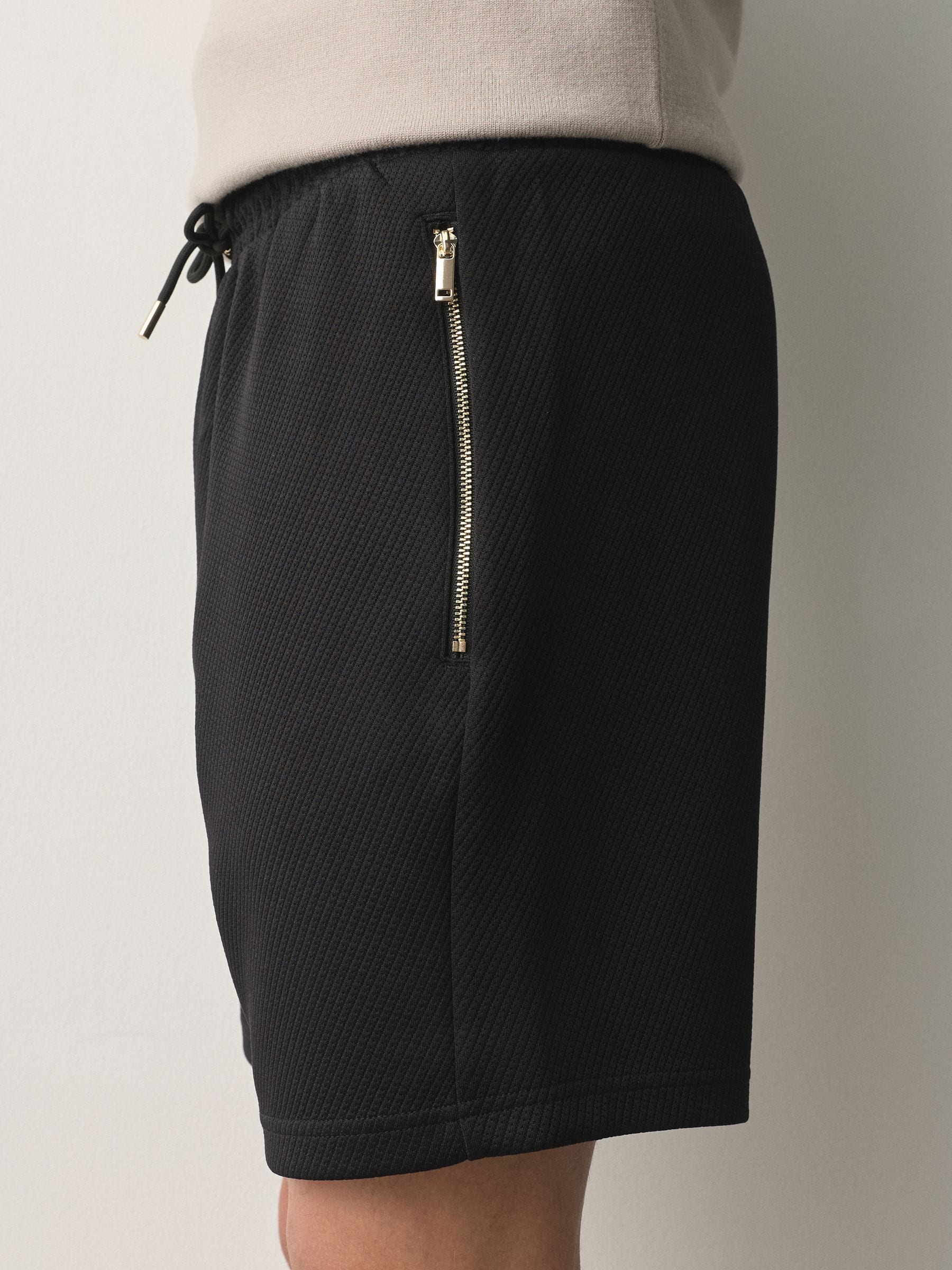 Buy Black Textured Jersey Zip Pocket Shorts from the Next UK