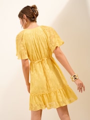 Friends Like These Yellow Short Sleeve Ruffle Mini Dress - Image 4 of 4