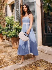 Friends Like These X Lucy Mecklenburgh Pale Blue Strappy Trim Detail Midi Sun Dress - Image 3 of 4