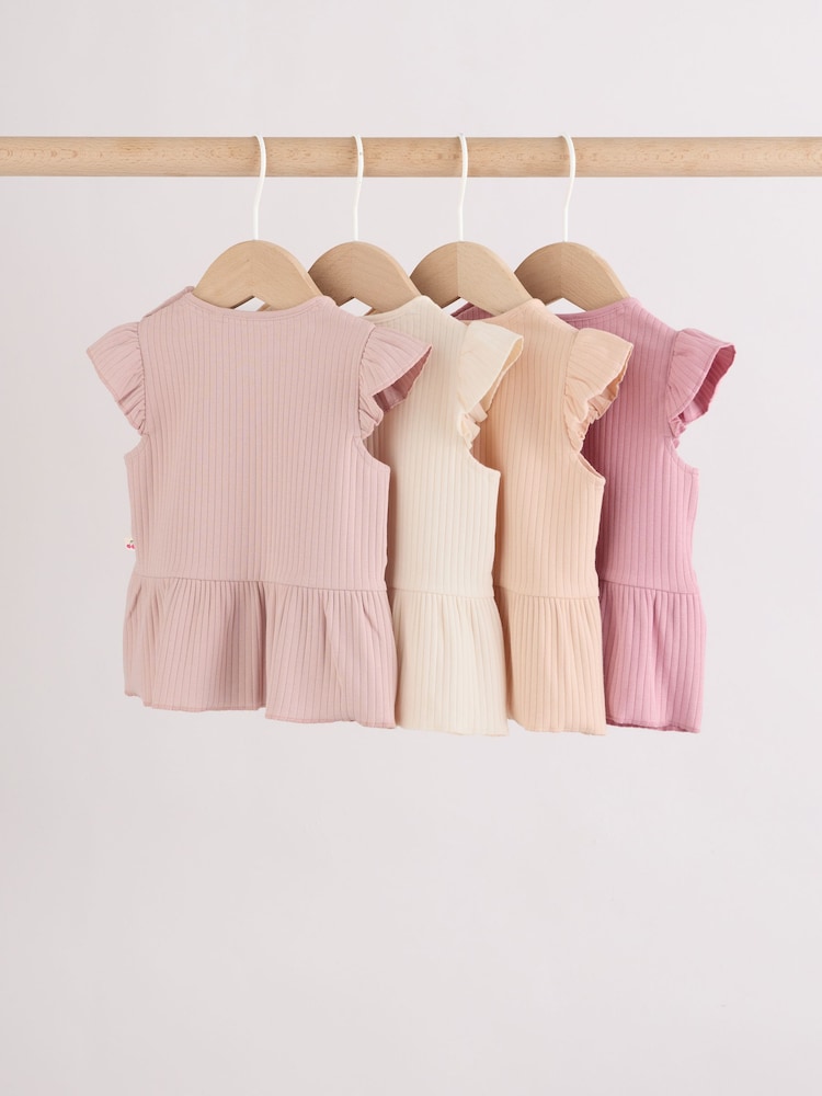 Pink Baby Short Sleeve Peplum T-Shirts 4 Pack (0mths-2yrs) - Image 2 of 11 Pink Baby Short Sleeve Peplum T-Shirts 4 Pack (0mths-2yrs) - Image 2 of 11