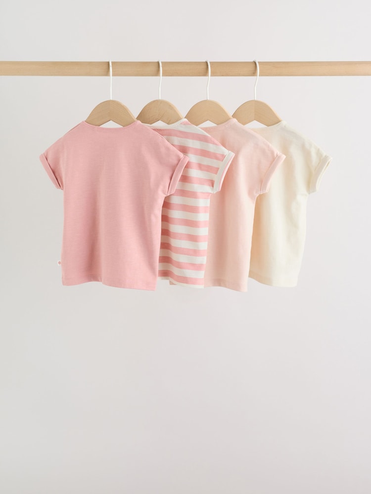 Pink Slogan Baby Short Sleeve T-Shirts 4 Pack (0mths-2yrs) - Image 2 of 14