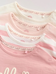 Pink Slogan Baby Short Sleeve T-Shirts 4 Pack (0mths-2yrs) - Image 8 of 14