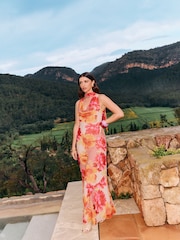 Friends Like These Pink Petite Chiffon Scarf Detail Maxi Dress - Image 5 of 5