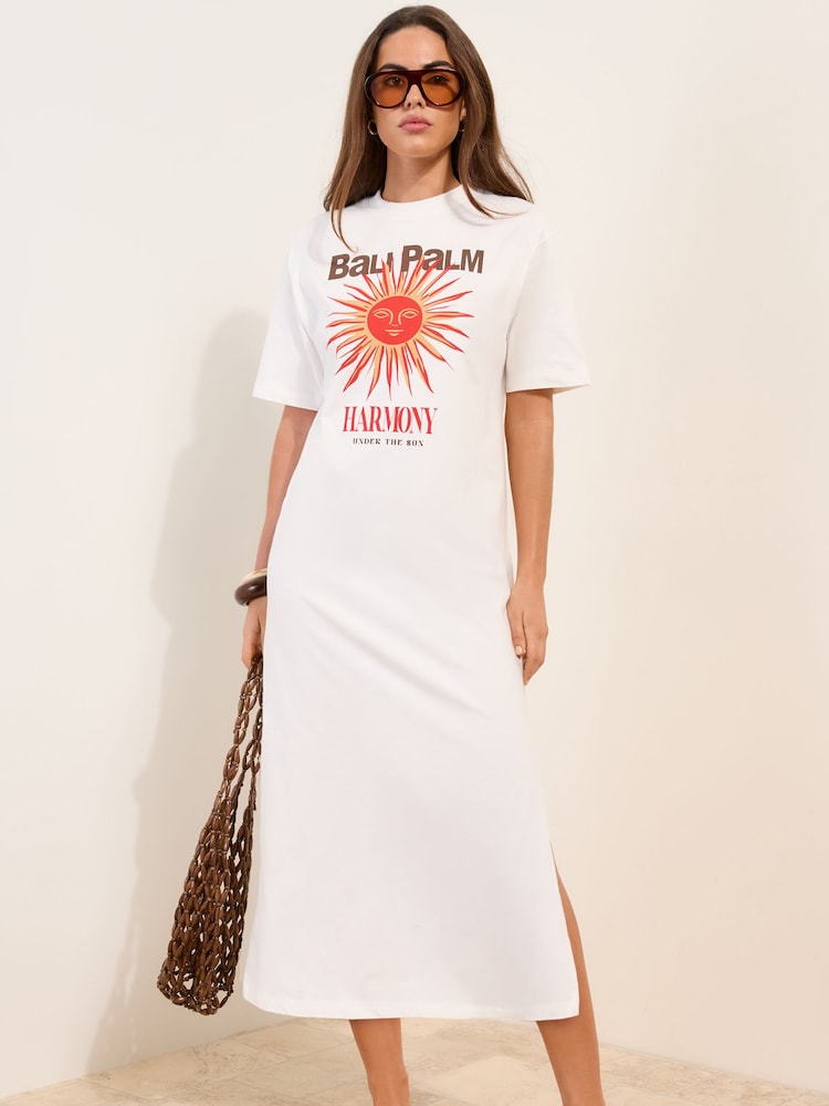 Elfenben - Friends Like These Jersey T-skjorte MidiKjole - Bilde 1 av 4