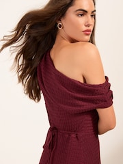 Friends Like These Rust Red Petite Jersey Off Shoulder Textured Maxi Dress - Image 3 of 4