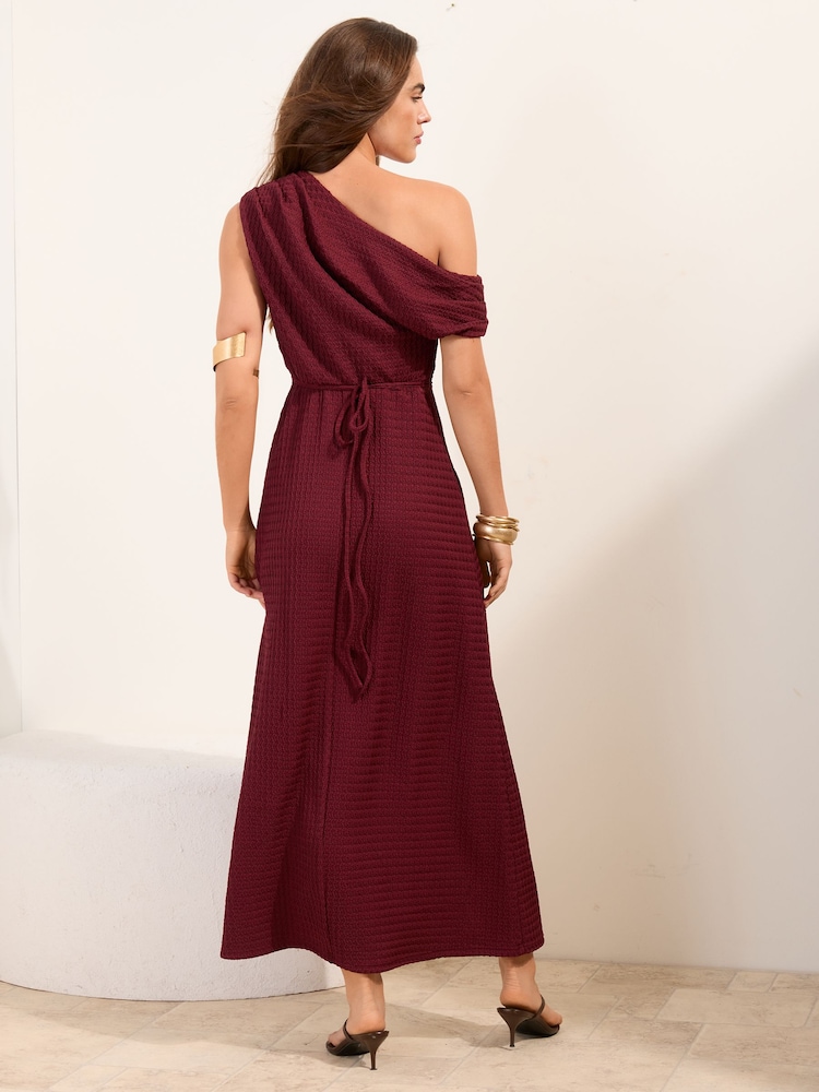 Friends Like These Rust Red Petite Jersey Off Shoulder Textured Maxi Dress - Image 4 of 4 Friends Like These Rust Red Petite Jersey Off Shoulder Textured Maxi Dress - Image 4 of 4