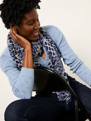 FatFace Lois Chambray Blue Knitted Button Front Henley - Image 4 of 5