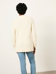 FatFace Hazel Ivory Longline Knitted Jumper - Image 2 of 5