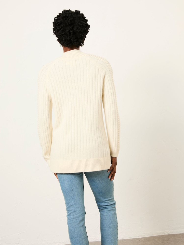 FatFace Hazel Ivory Longline Knitted Jumper - Image 2 of 5 FatFace Hazel Ivory Longline Knitted Jumper - Image 2 of 5