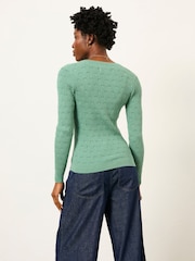 FatFace Lois Jade Green Knitted Button Front Henley - Image 2 of 6