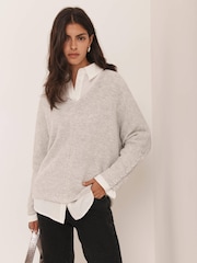 Mint Velvet Grey Cotton Blend Batwing Jumper - Image 2 of 8