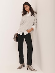Mint Velvet Grey Cotton Blend Batwing Jumper - Image 4 of 8
