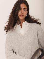 Mint Velvet Grey Cotton Blend Batwing Jumper - Image 6 of 8