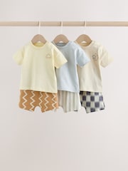 Grey/Blue Wave Print Tops and Shorts Baby Set 6 Piece (0mths-3yrs) - Image 1 of 14