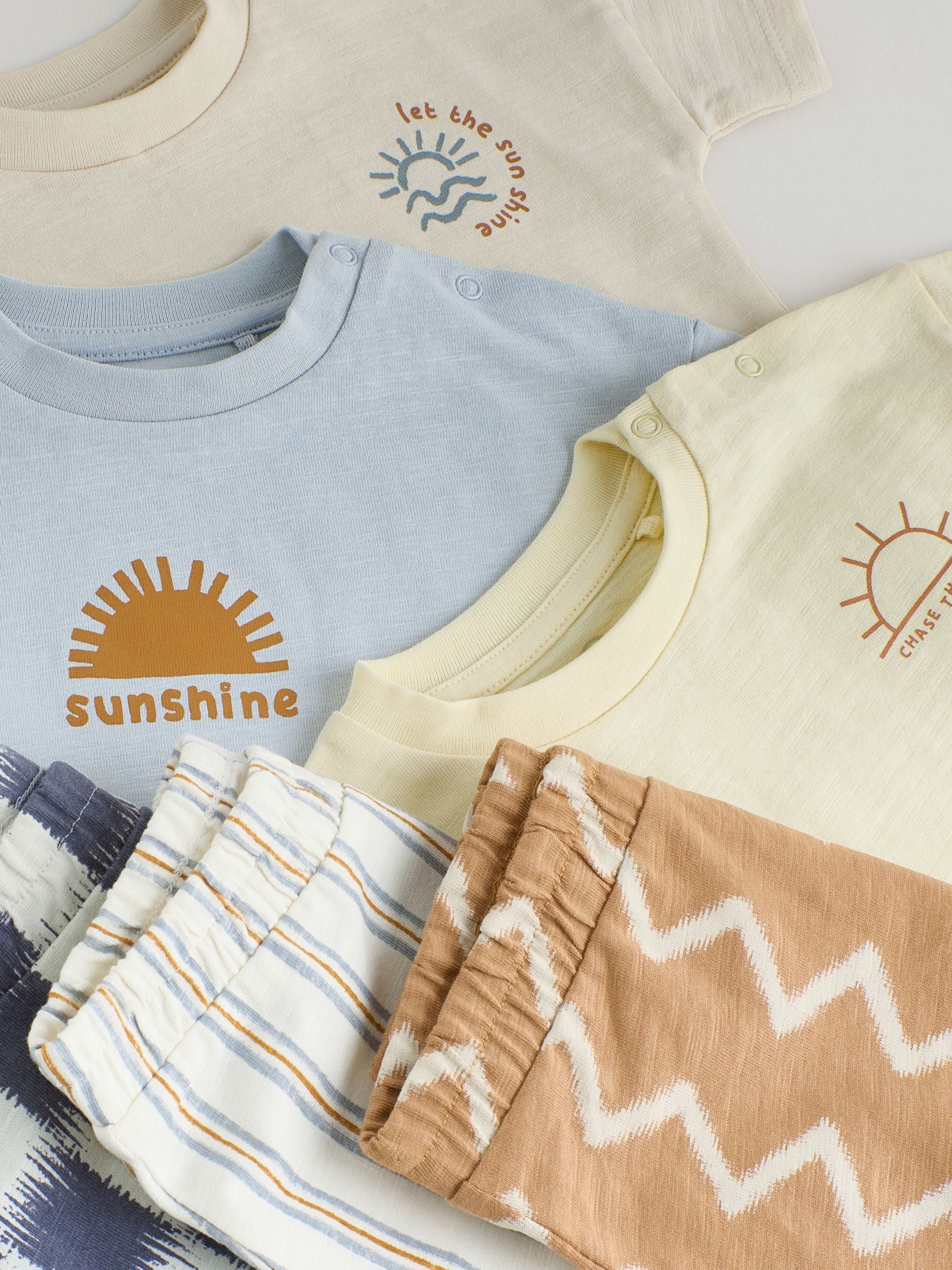 Buy Grey/Blue Wave Print Tops and Shorts Baby Set 6 Piece (0mths