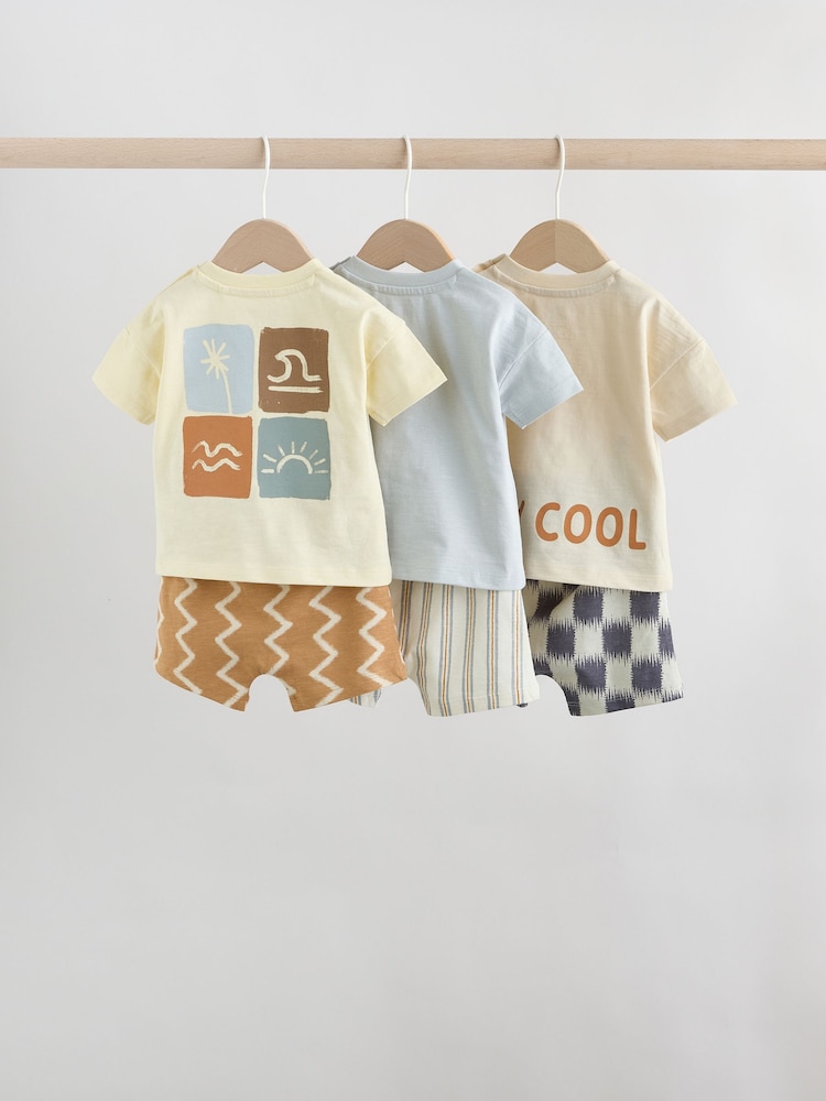 Grey/Blue Wave Print Tops and Shorts Baby Set 6 Piece (0mths-3yrs) - Image 2 of 14 Grey/Blue Wave Print Tops and Shorts Baby Set 6 Piece (0mths-3yrs) - Image 2 of 14