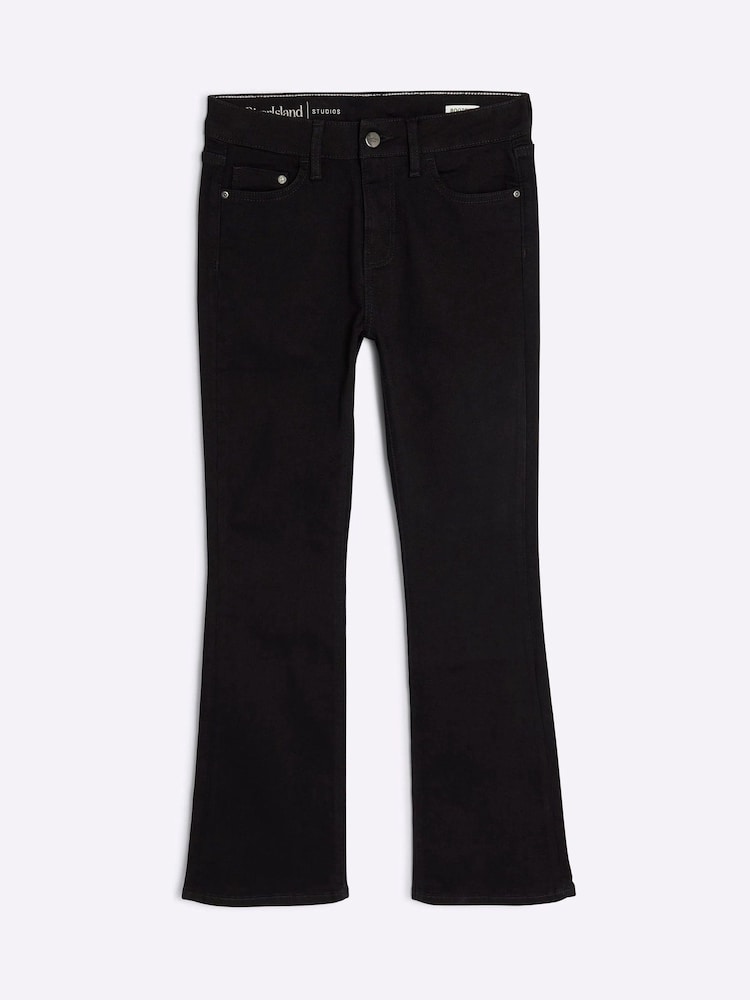 River Island Black Petite Mid Rise Bootcut Jeans - Image 1 of 1 River Island Black Petite Mid Rise Bootcut Jeans - Image 1 of 1