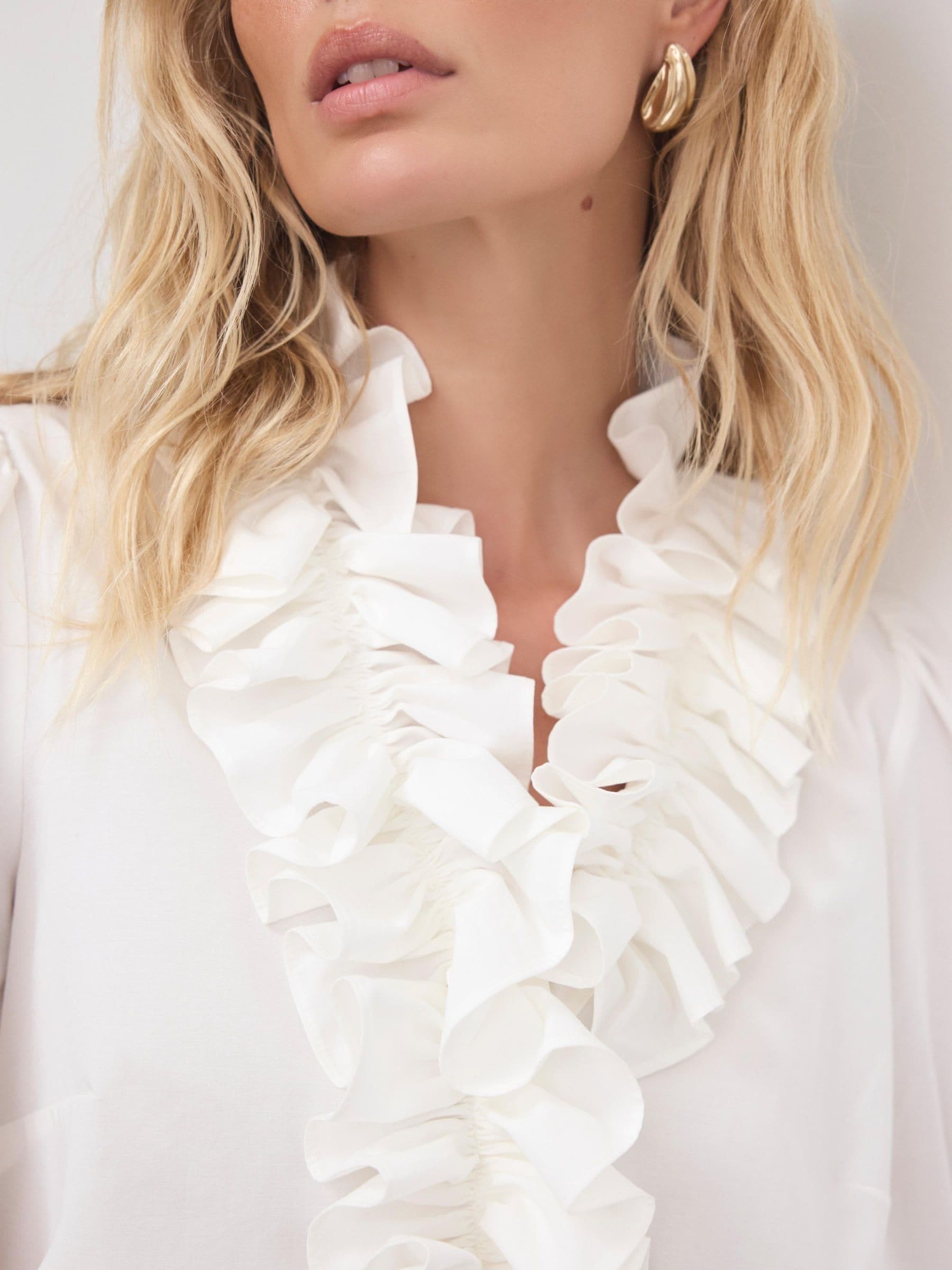 Buy Mint Velvet White Ruffle Collar Blouse from Next USA