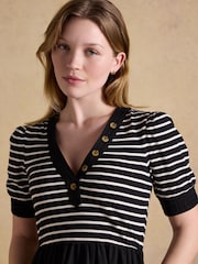 Joules Willow Black Jersey Woven Midi Dress - Image 4 of 8